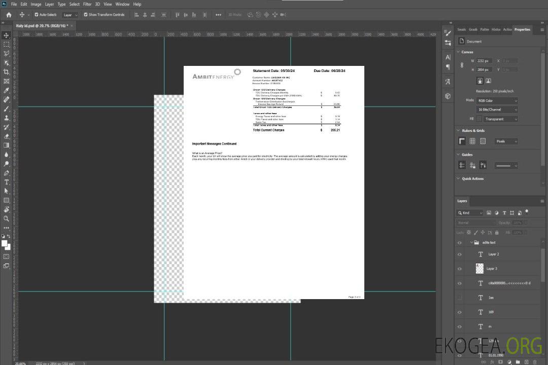 Modèle Word et PDF de facture de services publics d'entreprise Ambit Energy des États-Unis 3 template